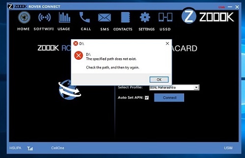 zook zr-144+ usb dongle, data card error